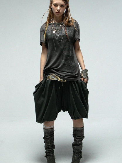 Doublepunch Punk Knit Sleeveless Tee With Digital Print T-Shirt