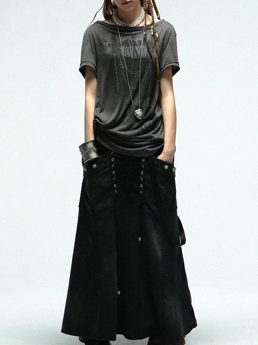 Punk Knit Sleeveless Tee With Digital Print T-Shirt