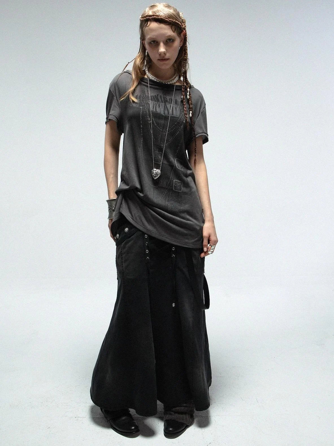 Punk Knit Sleeveless Tee With Digital Print T-Shirt