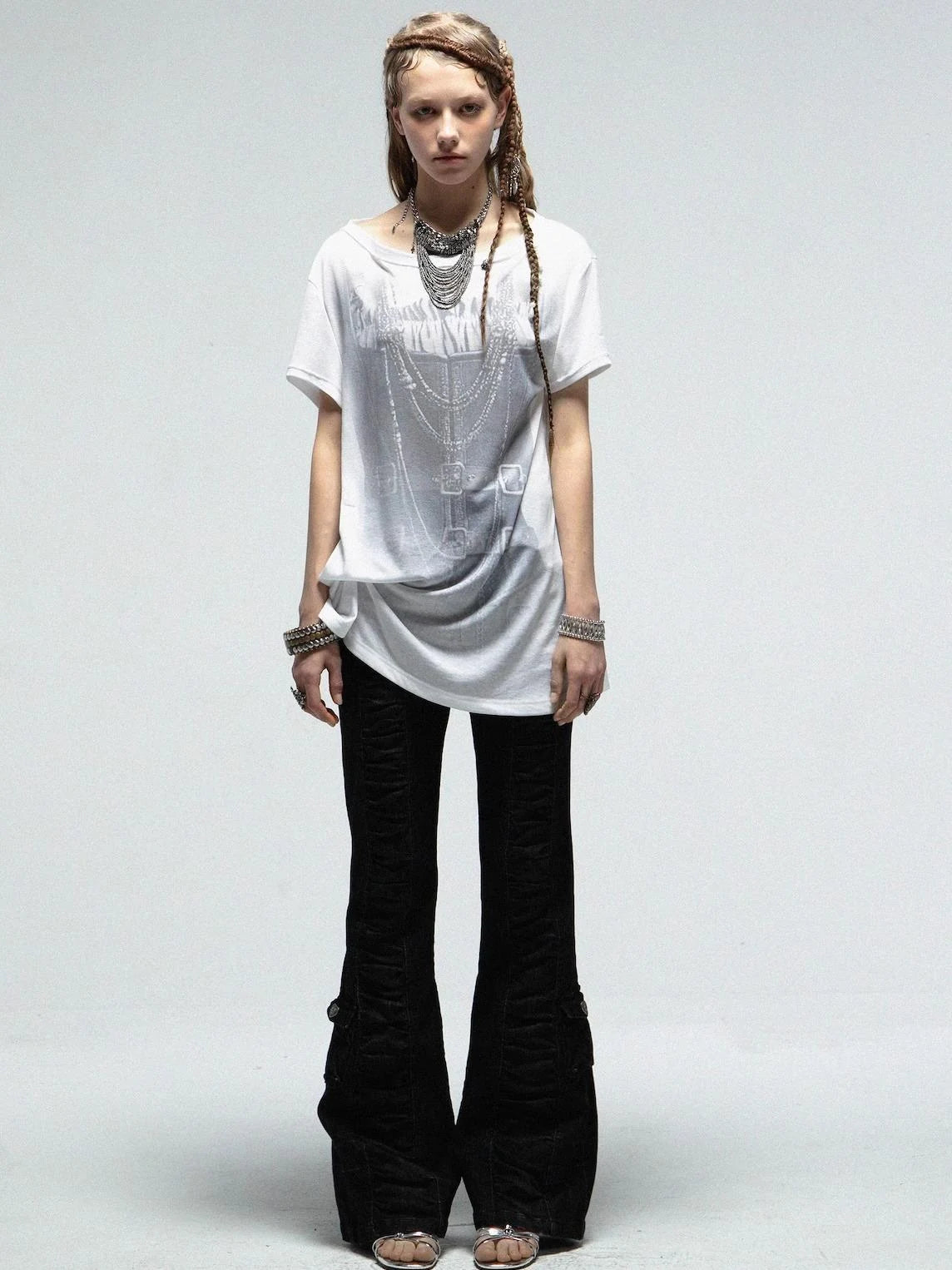 Punk Knit Sleeveless Tee With Digital Print T-Shirt