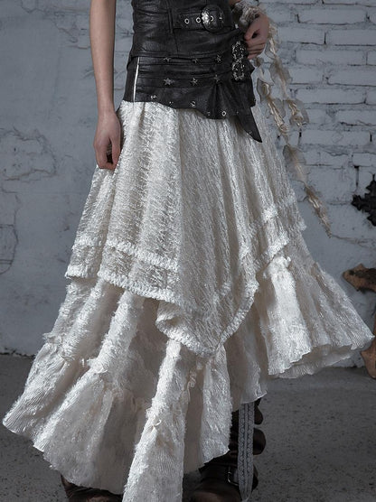 Punk Lace Bustier Skirt Two-Way Wrap Gothic Plaid Dresses