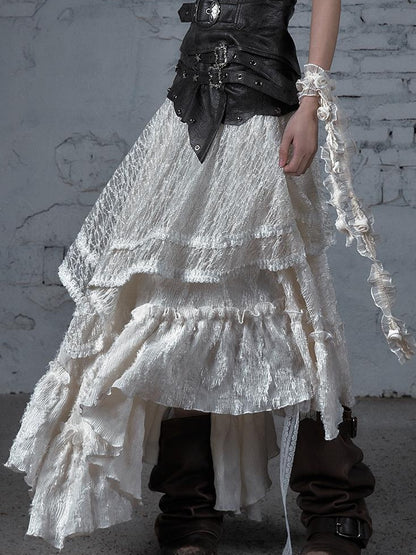 Punk Lace Bustier Skirt Two-Way Wrap Gothic Plaid Dresses