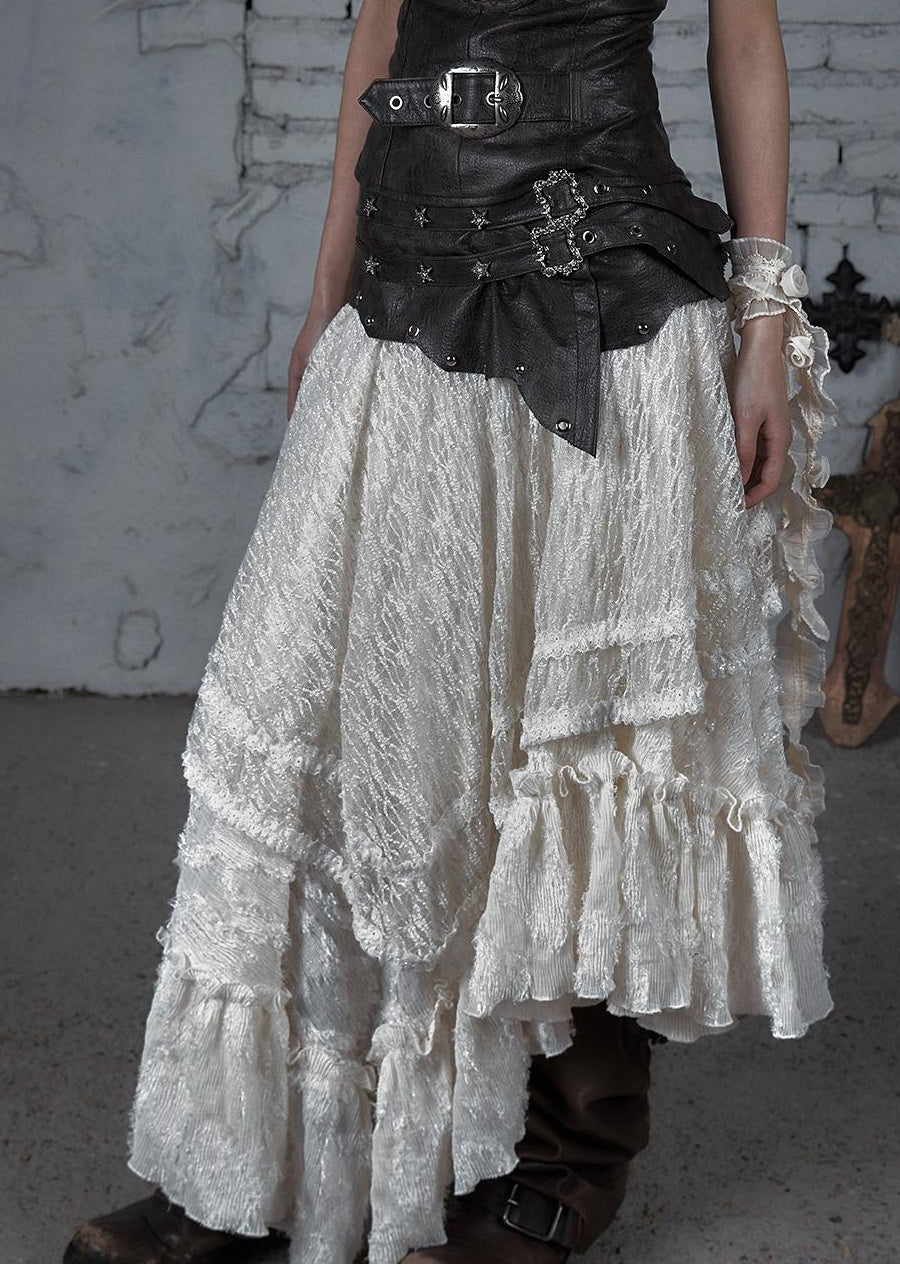 Punk Lace Bustier Skirt Two-Way Wrap Gothic Plaid Dresses