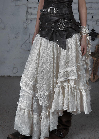 Punk Lace Bustier Skirt Two-Way Wrap Gothic Plaid Dresses