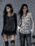 NO ROMANCE Punk Mesh Long Sleeve T-Shirt Women Spring Stretch Slim Fit Tee