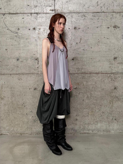 DoublePunch Punk Metal Trim Loose A-Line Baby Vest With Dangling Collar