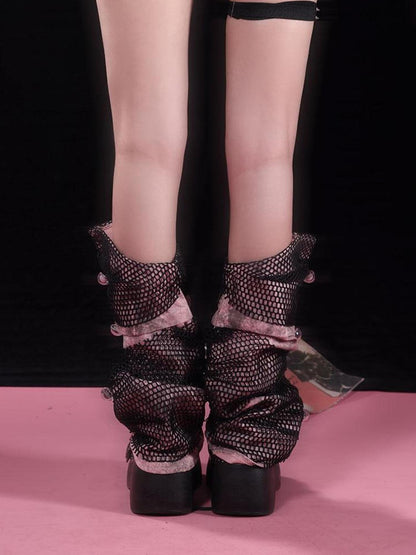 WSW WUSHENWU Punk Multi Function Denim Leg Warmers Black Pink