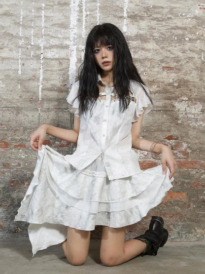 Punk Niche Asymmetrical Cake Skirt