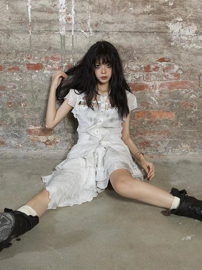 Punk Niche Asymmetrical Cake Skirt