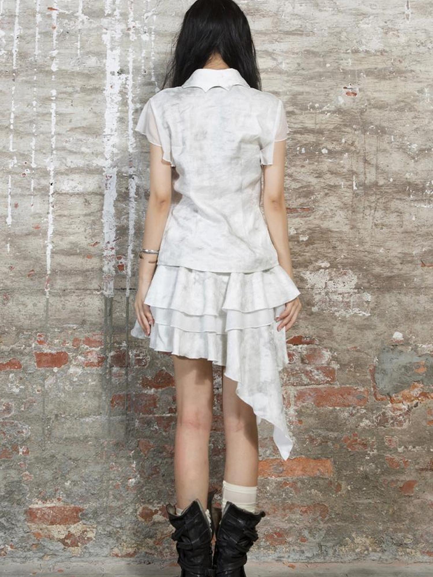 ARIADNAw Punk Niche Asymmetrical Cake Skirt