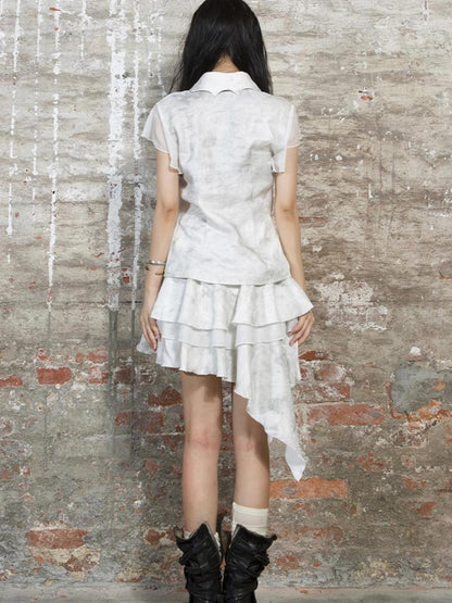 ARIADNAw Punk Niche Asymmetrical Cake Skirt