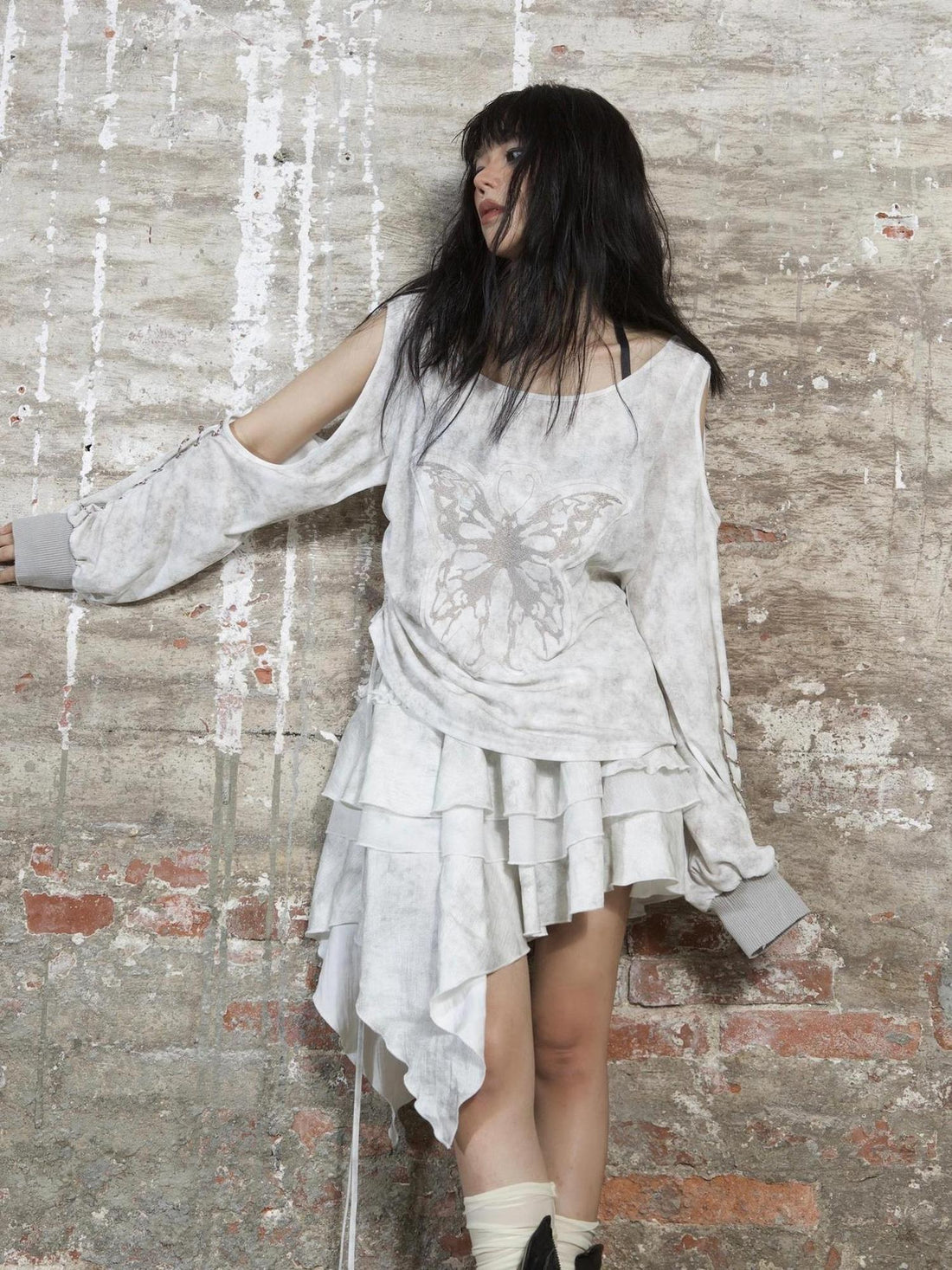 ARIADNAw Punk Niche Asymmetrical Cake Skirt