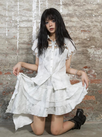 Punk Niche Asymmetrical Cake Skirt