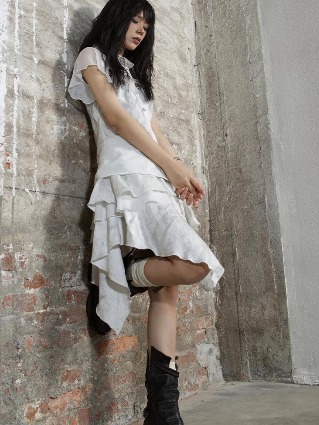 Punk Niche Asymmetrical Cake Skirt