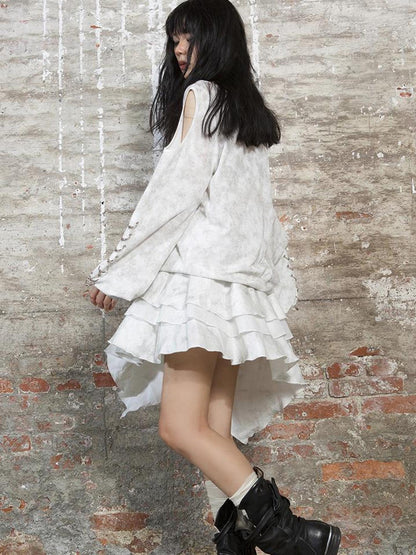 ARIADNAw Punk Niche Asymmetrical Cake Skirt