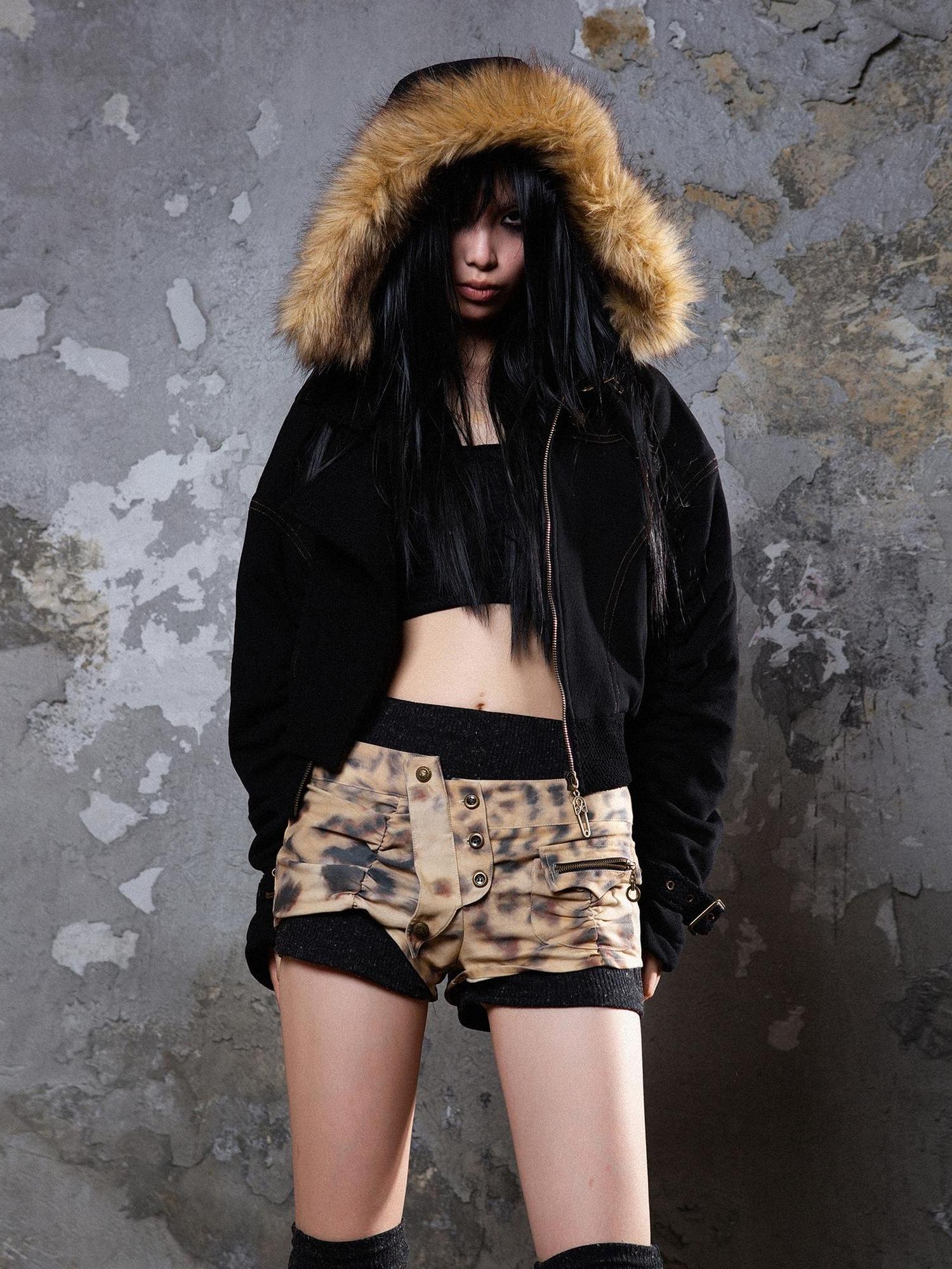 ARIADNAw Punk Patchwork Split Jacket Loose Streetwear Coat