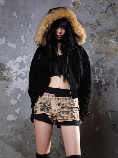 ARIADNAw Punk Patchwork Split Jacket Loose Streetwear Coat