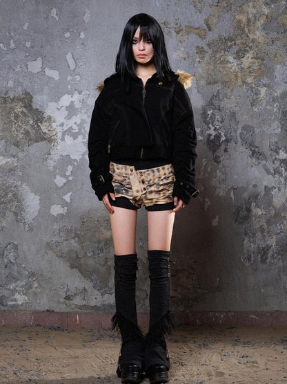ARIADNAw Punk Patchwork Split Jacket Loose Streetwear Coat