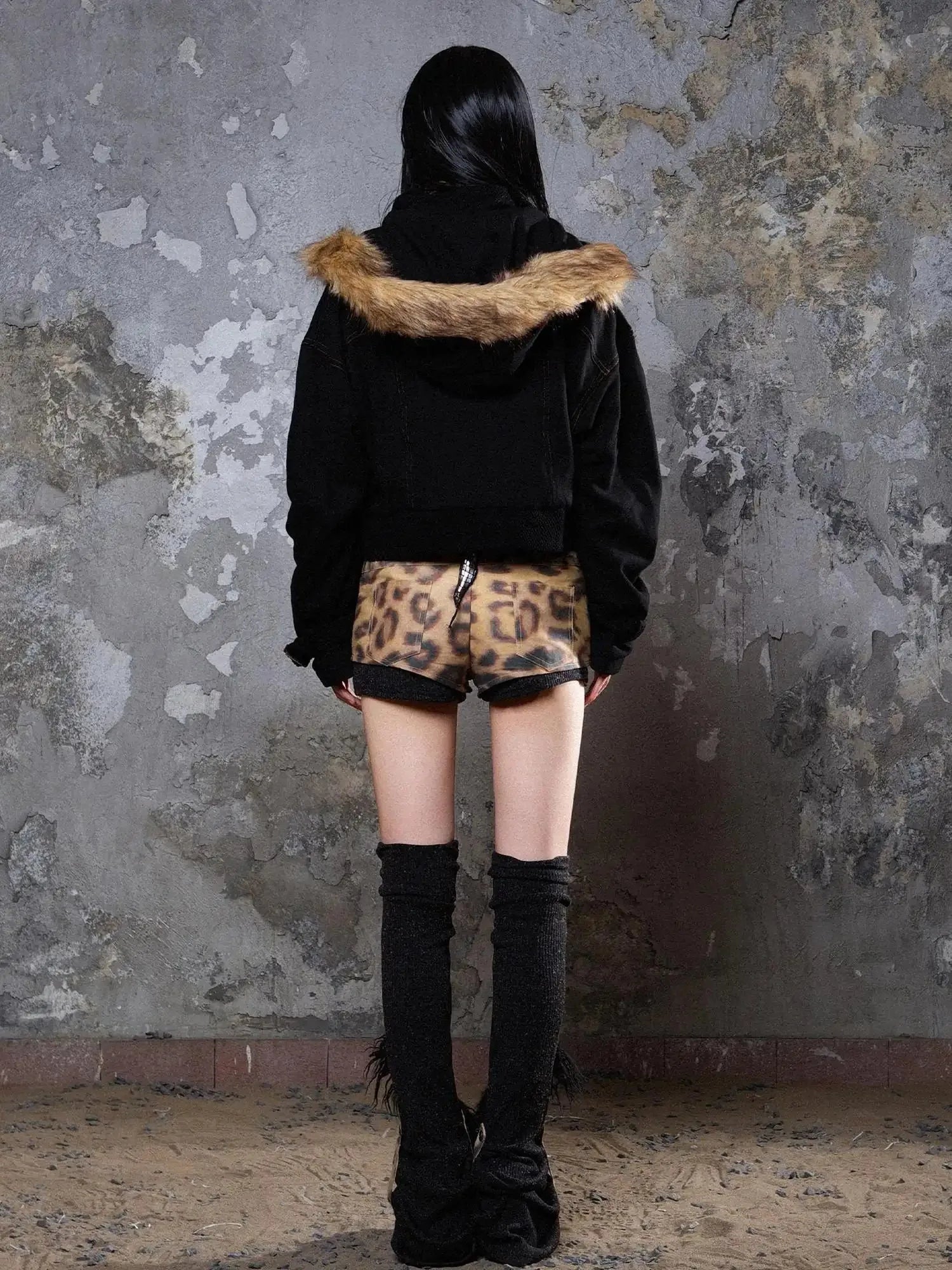 Punk Patchwork Split Jacket Loose Streetwear Coat