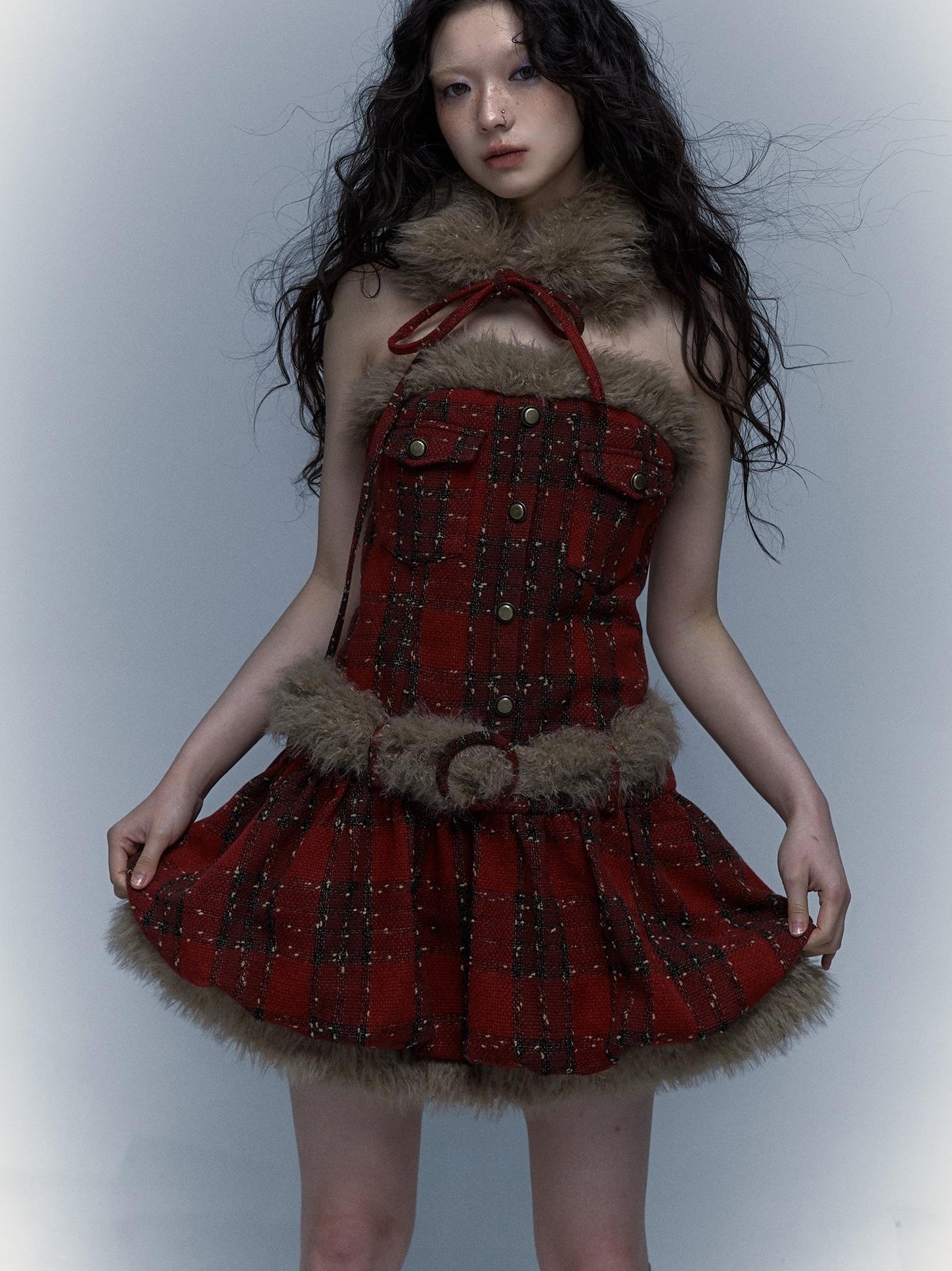 Punk Plaid Bustier Tube Dress for Christmas Party Dresses