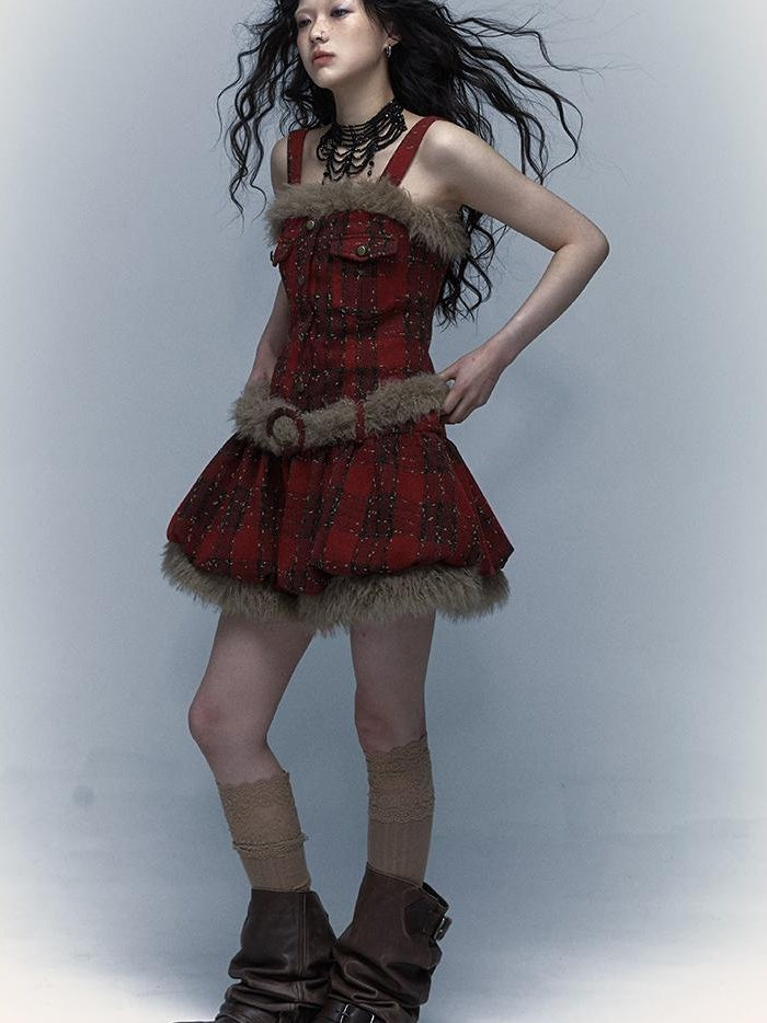 Punk Plaid Bustier Tube Dress for Christmas Party Dresses