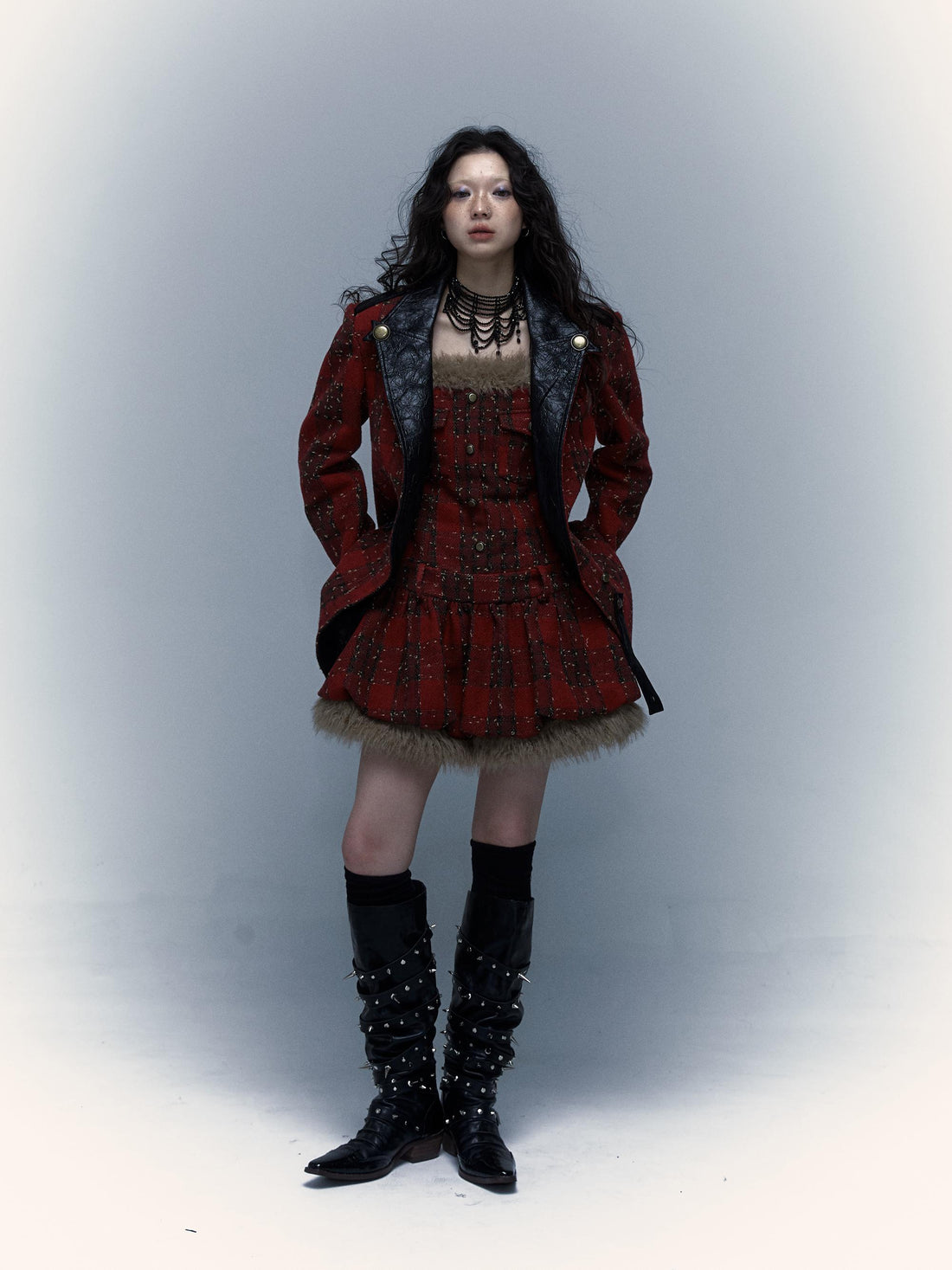Punk Plaid Bustier Tube Dress for Christmas Party Dresses