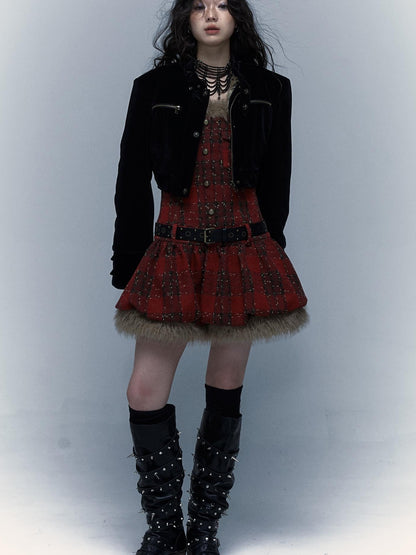Punk Plaid Bustier Tube Dress for Christmas Party Dresses