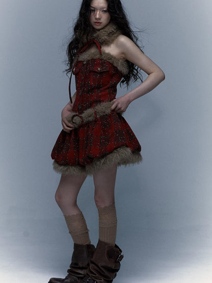 Punk Plaid Bustier Tube Dress for Christmas Party Dresses