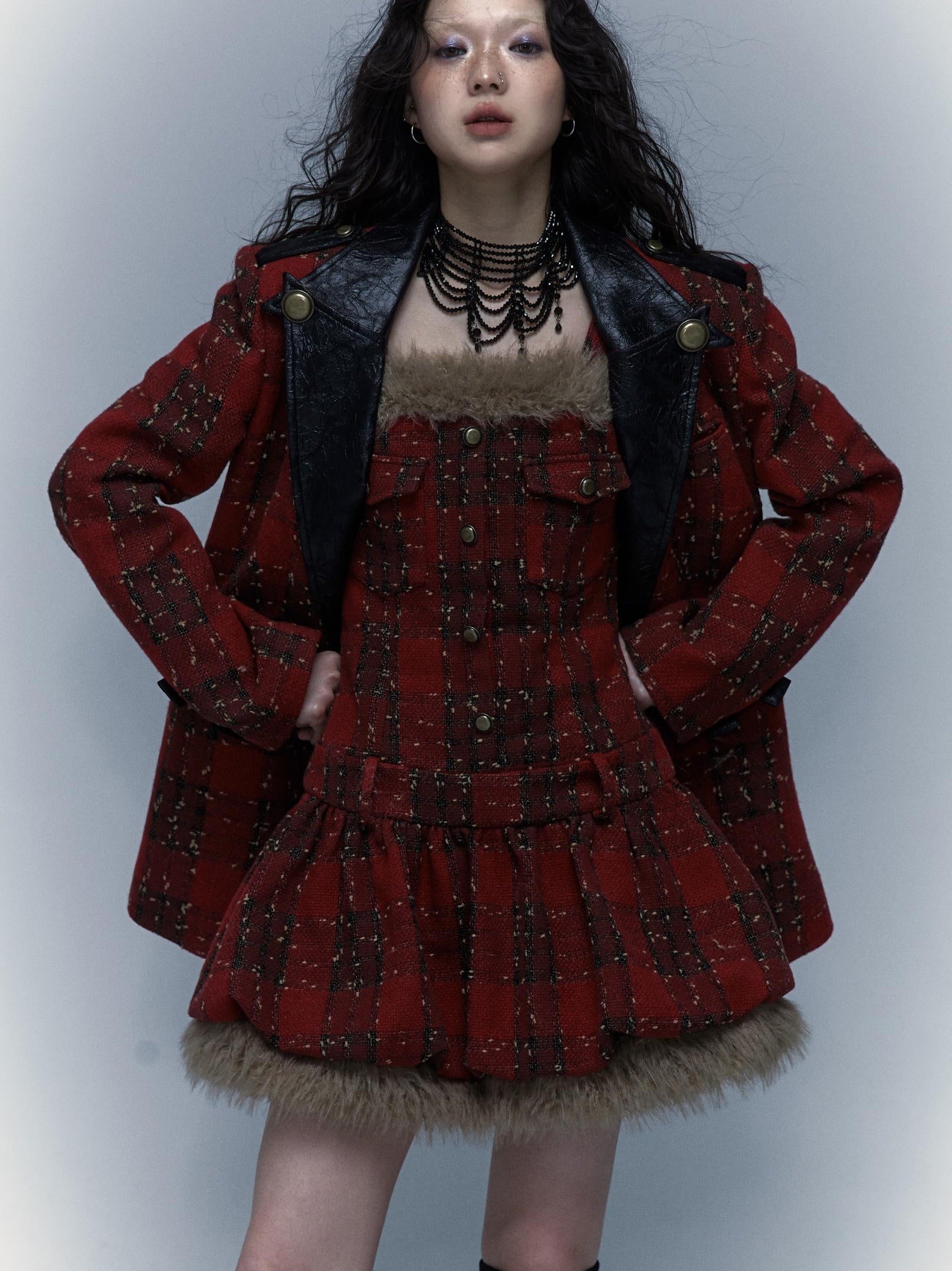 Punk Plaid Bustier Tube Dress for Christmas Party Dresses