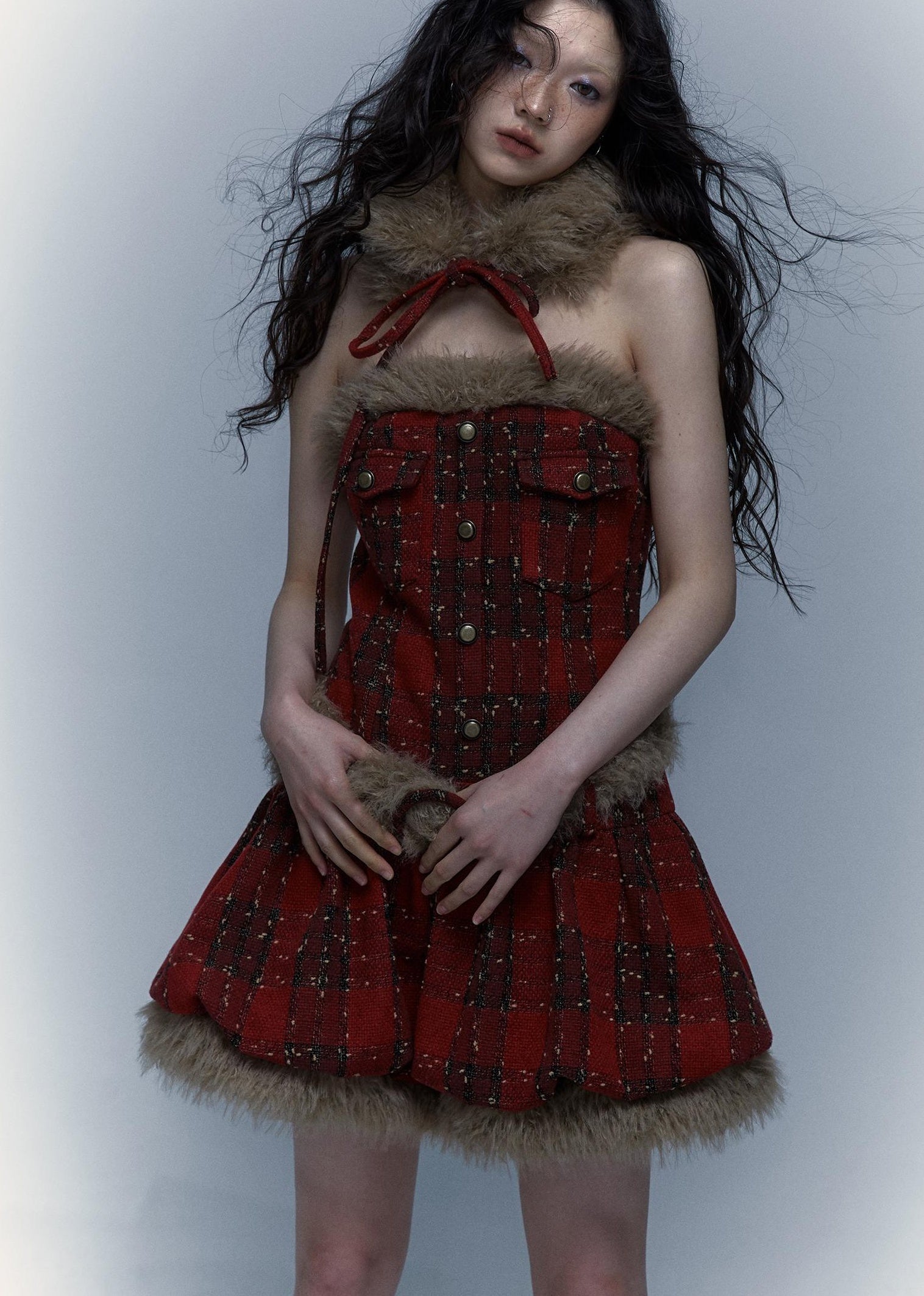 Punk Plaid Bustier Tube Dress for Christmas Party Dresses