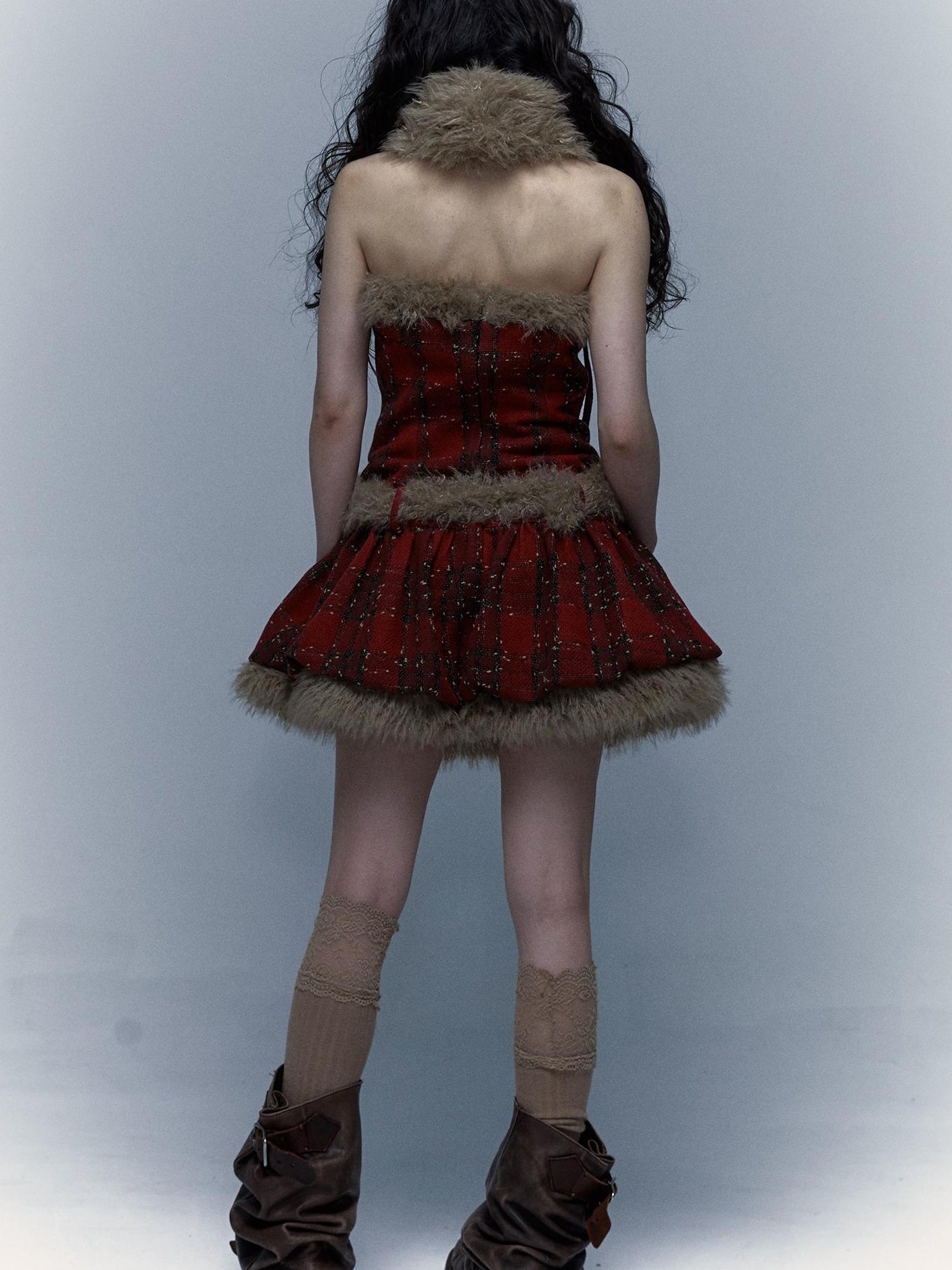 Punk Plaid Bustier Tube Dress for Christmas Party Dresses