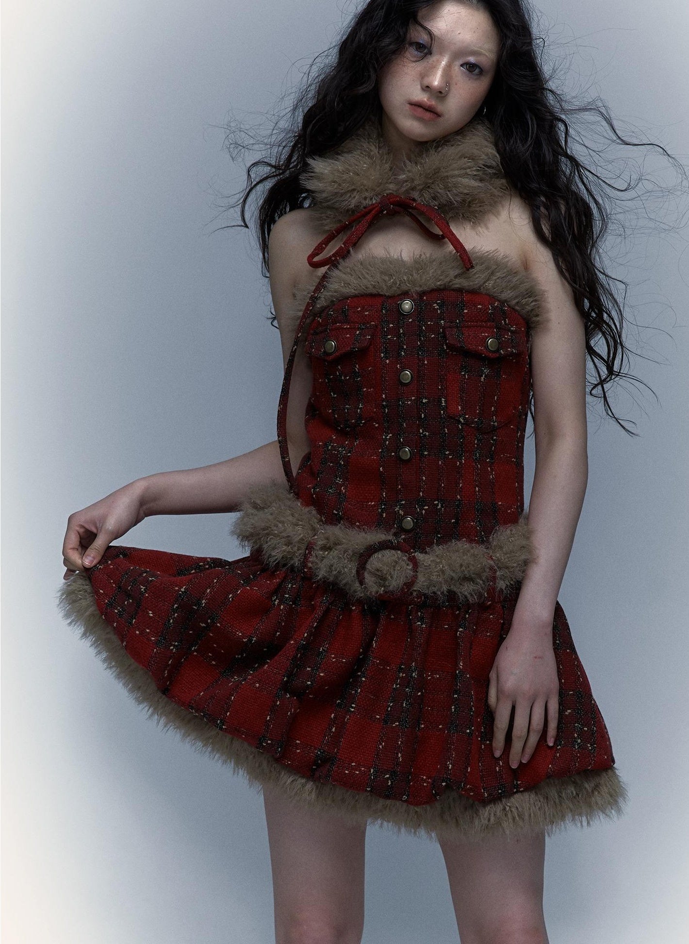 Punk Plaid Bustier Tube Dress for Christmas Party Dresses