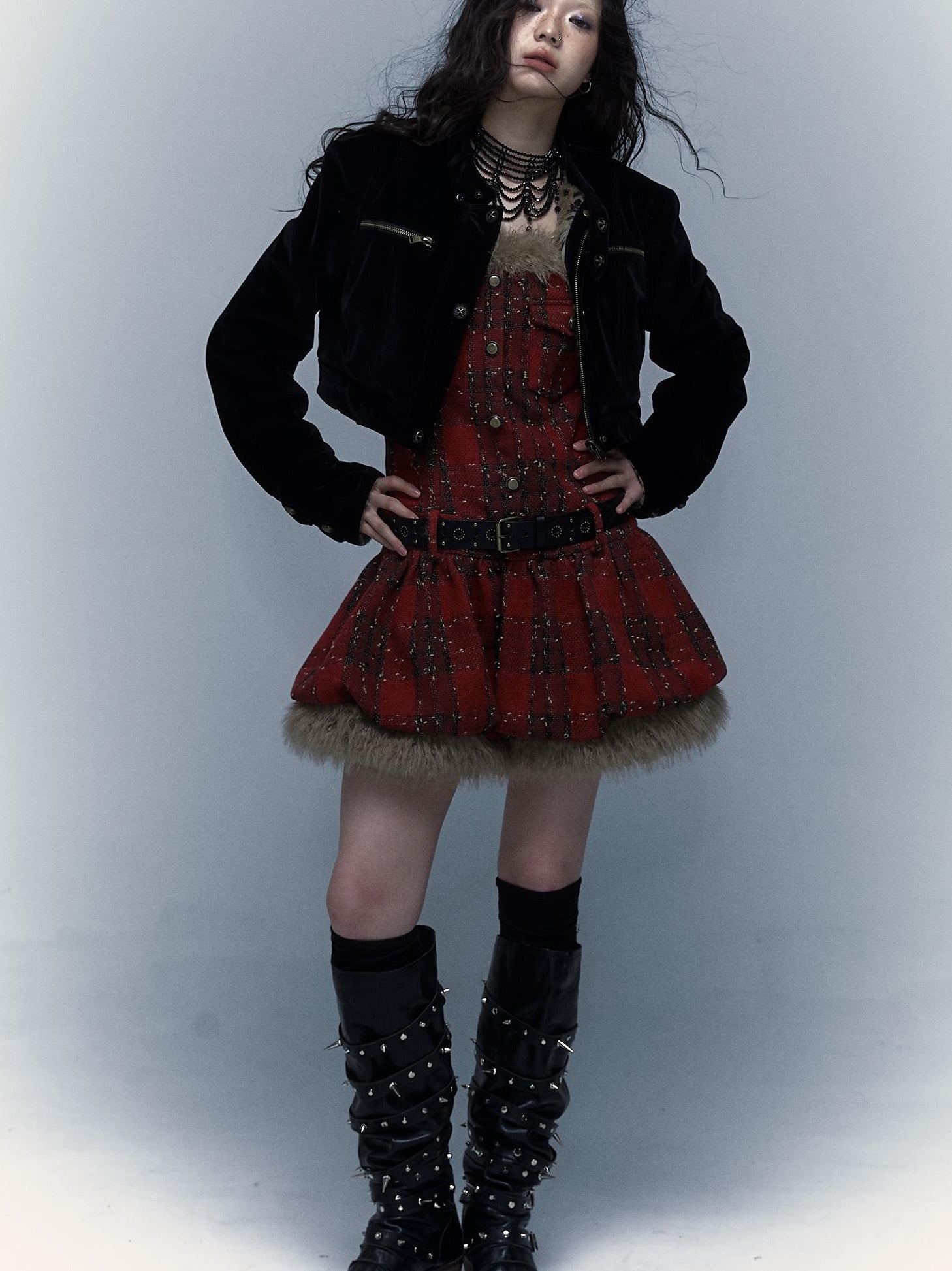 Punk Plaid Bustier Tube Dress for Christmas Party Dresses