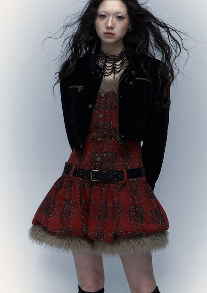 Punk Plaid Bustier Tube Dress for Christmas Party Dresses