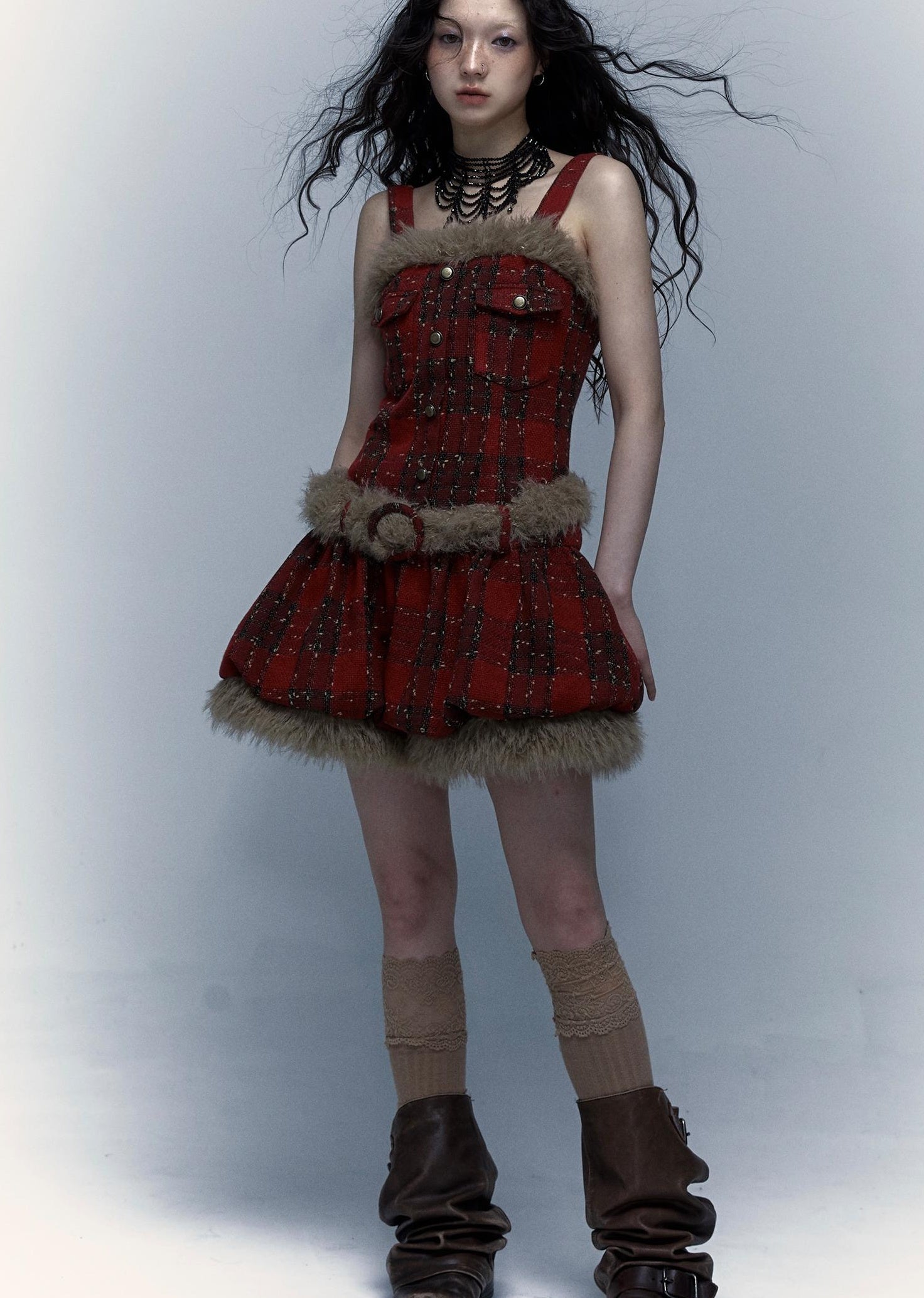 Punk Plaid Bustier Tube Dress for Christmas Party Dresses