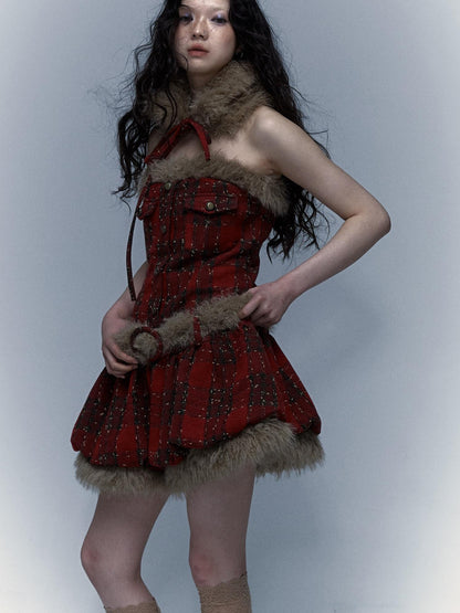Punk Plaid Bustier Tube Dress for Christmas Party Dresses