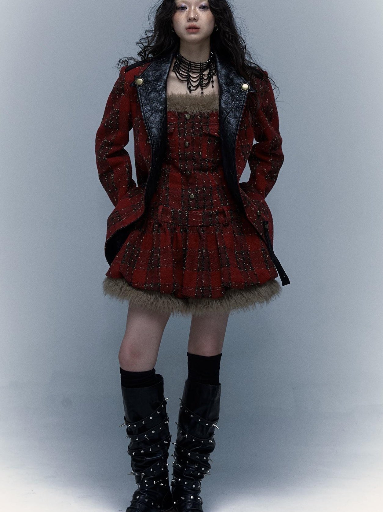 Punk Plaid Bustier Tube Dress for Christmas Party Dresses