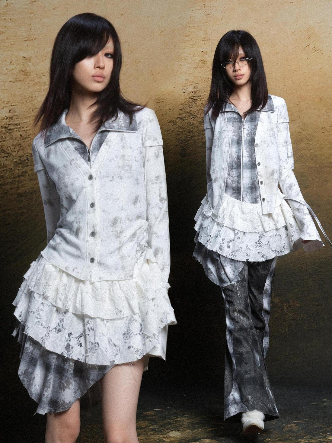 ARIADNAw Punk Plaid Contrast Panel Dress Rebellious Spring Style