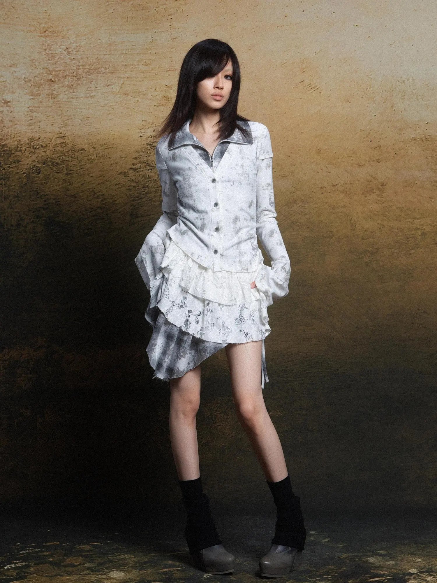 Punk Plaid Contrast Panel Dress Rebellious Spring Style