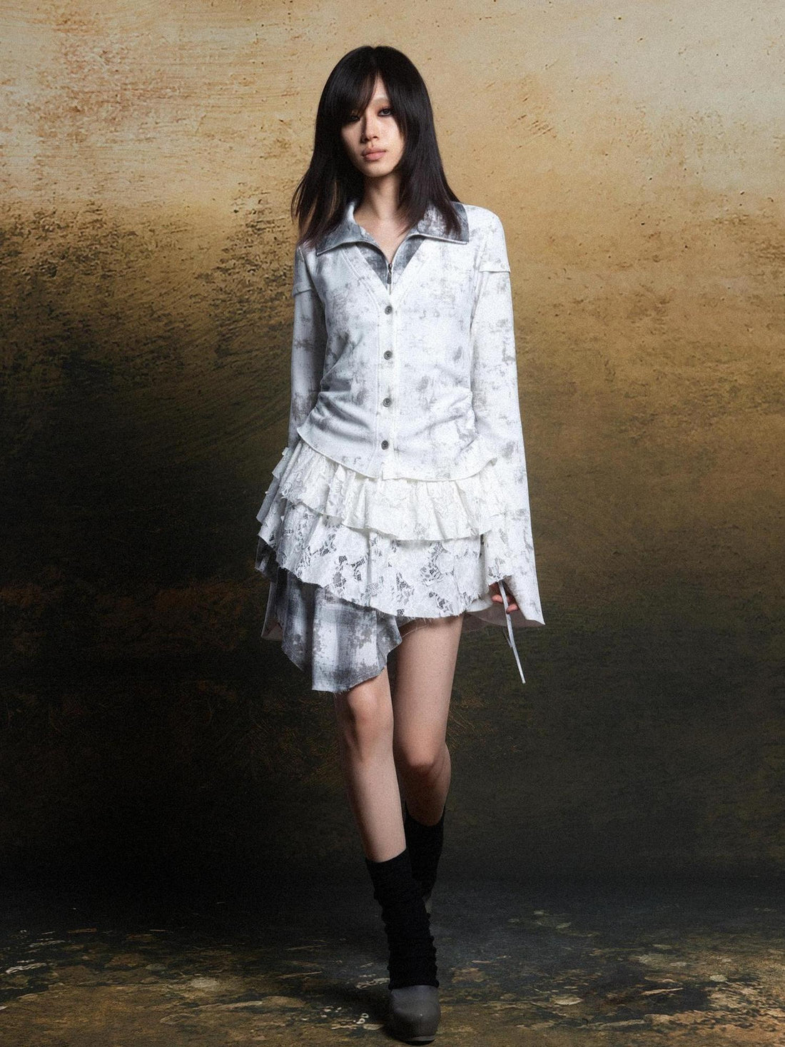 ARIADNAw Punk Plaid Contrast Panel Dress Rebellious Spring Style