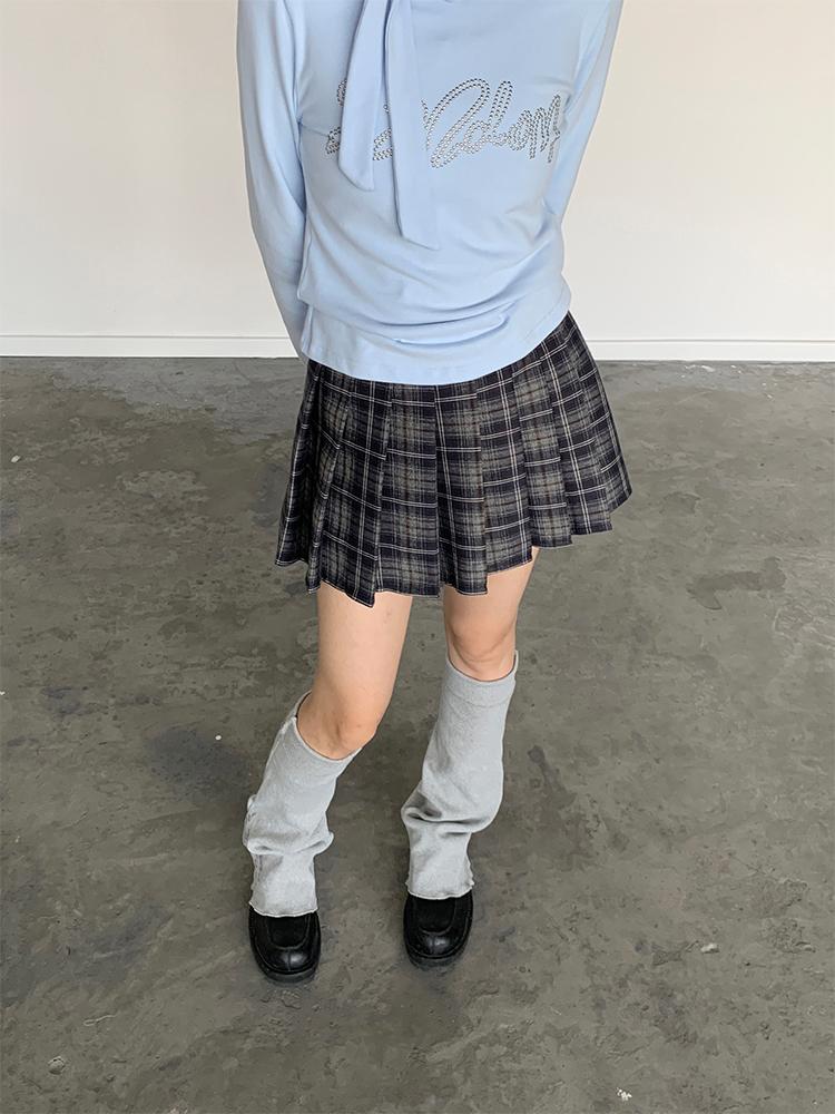 Punk Plaid Pleated Mini Skirt Mid Waist Lined A-Line Skirt