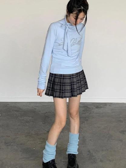 Punk Plaid Pleated Mini Skirt Mid Waist Lined A-Line Skirt