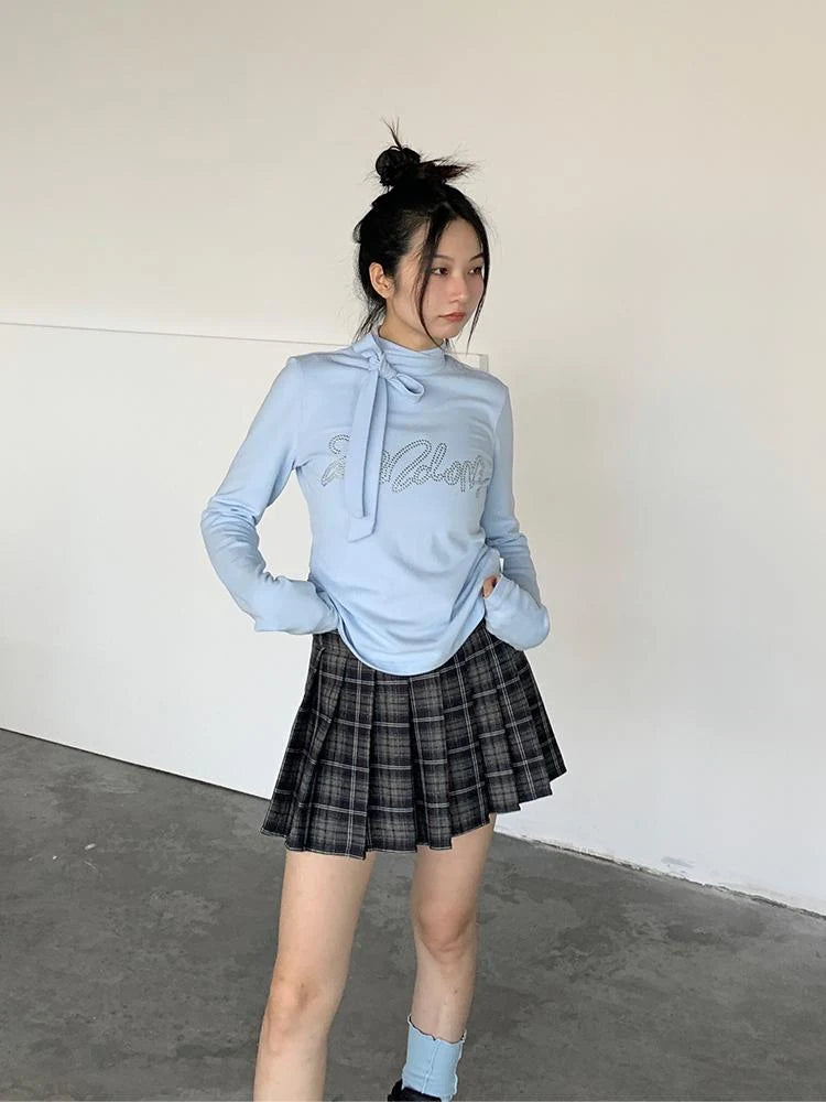 Punk Plaid Pleated Mini Skirt Mid Waist Lined A-Line Skirt