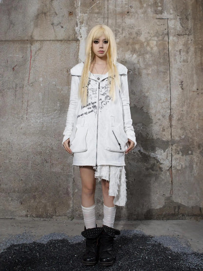 Punk Print Hooded Sweatshirt Spring Women Long Sleeve Top