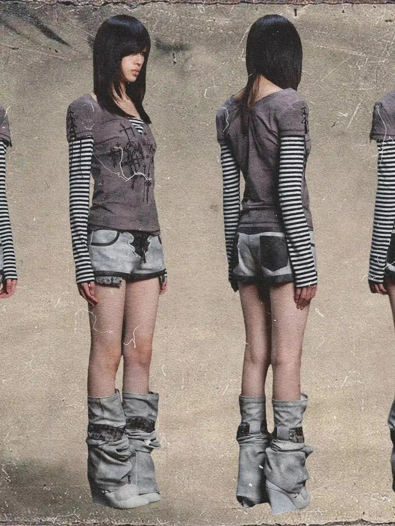 Punk Rebel Ariadna Pu Shorts Leggings Color Block Design