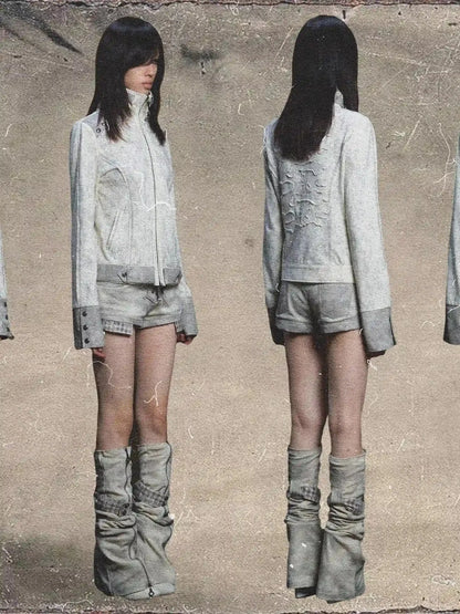 Punk Rebel Ariadna Pu Shorts Leggings Color Block Design