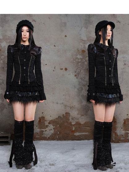 ARIADNAw Punk Revival Recyclable Bubble Collar Blouse