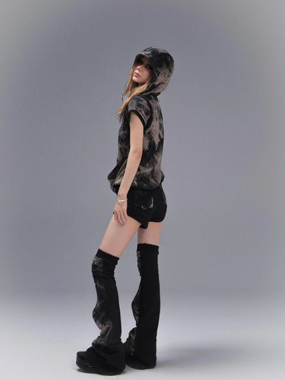 Punk Rock Low Rise Patchwork Shorts For Women Cotton Streetwear