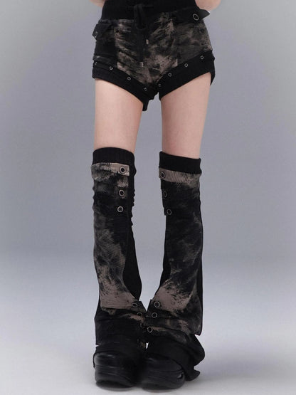 Punk Rock Low Rise Patchwork Shorts For Women Cotton Streetwear