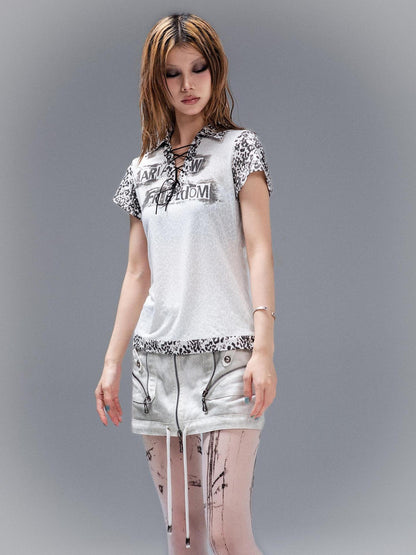 ARIADNAw Punk Rock Polo Tee Ariadnaw Print Summer Streetwear